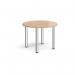 Circular chrome radial leg meeting table 1000mm - beech DRL1000C-C-B