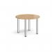 Circular chrome radial leg meeting table 1000mm - oak DRL1000C-C-O