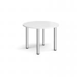 Circular chrome radial leg meeting table 1000mm - white DRL1000C-C-WH