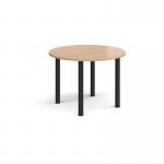 Circular black radial leg meeting table 1000mm - beech DRL1000C-K-B