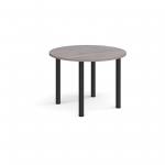 Circular black radial leg meeting table 1000mm - grey oak DRL1000C-K-GO