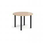 Circular black radial leg meeting table 1000mm - Kendal Oak DRL1000C-K-KO