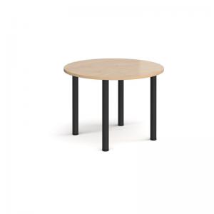Circular black radial leg meeting table 1000mm - Kendal Oak
