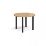 Circular black radial leg meeting table 1000mm - oak DRL1000C-K-O