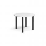 Circular black radial leg meeting table 1000mm - white DRL1000C-K-WH