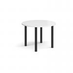 Circular black radial leg meeting table 1000mm - white