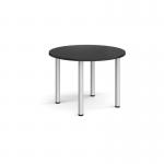 Circular silver radial leg meeting table 1000mm - Black DRL1000C-S-BK