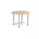 Circular silver radial leg meeting table 1000mm - Kendal Oak DRL1000C-S-KO