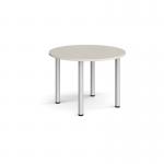 Circular silver radial leg meeting table 1000mm - Light Grey DRL1000C-S-LG