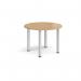 Circular silver radial leg meeting table 1000mm - oak DRL1000C-S-O