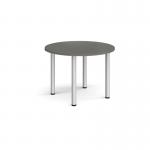 Circular silver radial leg meeting table 1000mm - Onyx Grey DRL1000C-S-OG