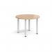 Circular white radial leg meeting table 1000mm - beech DRL1000C-WH-B