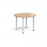 Circular white radial leg meeting table 1000mm - beech DRL1000C-WH-B