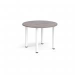 Circular white radial leg meeting table 1000mm - grey oak DRL1000C-WH-GO