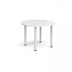 Circular white radial leg meeting table 1000mm - white