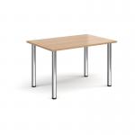 Rectangular chrome radial leg meeting table 1200mm x 800mm - beech DRL1200-C-B