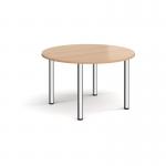 Circular chrome radial leg meeting table 1200mm - beech DRL1200C-C-B