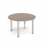 Circular chrome radial leg meeting table 1200mm x 800mm - Barcelona Walnut DRL1200C-C-BW