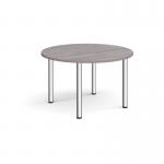 Circular chrome radial leg meeting table 1200mm - grey oak DRL1200C-C-GO