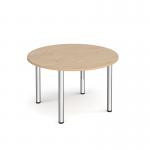 Circular chrome radial leg meeting table 1200mm x 800mm - Kendal Oak DRL1200C-C-KO