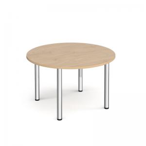 Circular chrome radial leg meeting table 1200mm x 800mm - Kendal Oak