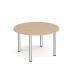 Circular chrome radial leg meeting table 1200mm x 800mm - Kendal Oak DRL1200C-C-KO