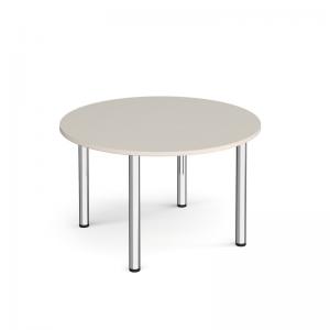 Circular chrome radial leg meeting table 1200mm x 800mm - Light Grey