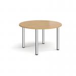 Circular chrome radial leg meeting table 1200mm - oak DRL1200C-C-O