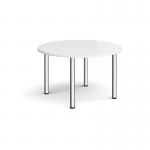 Circular chrome radial leg meeting table 1200mm - white