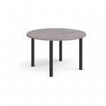 Circular black radial leg meeting table 1200mm - grey oak DRL1200C-K-GO