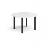 Circular black radial leg meeting table 1200mm - white