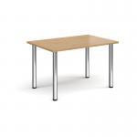Rectangular chrome radial leg meeting table 1200mm x 800mm - oak DRL1200-C-O