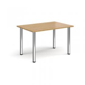 Rectangular chrome radial leg meeting table 1200mm x 800mm - oak DRL1200-C-O