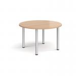 Circular silver radial leg meeting table 1200mm - beech