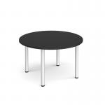 Circular silver radial leg meeting table 1200mm - Black DRL1200C-S-BK