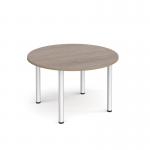 Circular silver radial leg meeting table 1200mm - Barcelona Walnut DRL1200C-S-BW