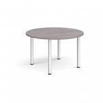 Circular silver radial leg meeting table 1200mm - grey oak DRL1200C-S-GO