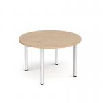 Circular silver radial leg meeting table 1200mm - Kendal Oak DRL1200C-S-KO