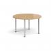 Circular silver radial leg meeting table 1200mm - oak DRL1200C-S-O