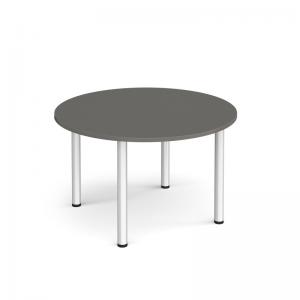 Circular silver radial leg meeting table 1200mm - Onyx Grey
