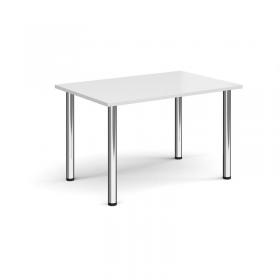 Rectangular chrome radial leg meeting table 1200mm x 800mm - white DRL1200-C-WH