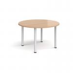 Circular white radial leg meeting table 1200mm - beech