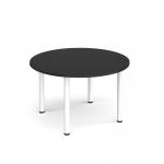 Circular white radial leg meeting table 1200mm - Black DRL1200C-WH-BK