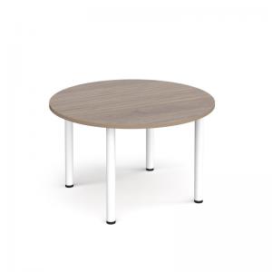 Circular white radial leg meeting table 1200mm - Barcelona Walnut