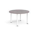 Circular white radial leg meeting table 1200mm - grey oak DRL1200C-WH-GO