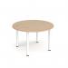 Circular white radial leg meeting table 1200mm - Kendal Oak DRL1200C-WH-KO