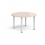 Circular white radial leg meeting table 1200mm - maple