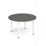 Circular white radial leg meeting table 1200mm - Onyx Grey DRL1200C-WH-OG