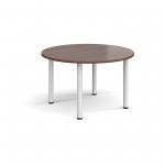 Circular white radial leg meeting table 1200mm - walnut DRL1200C-WH-W