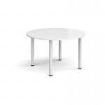 Circular white radial leg meeting table 1200mm - white DRL1200C-WH-WH